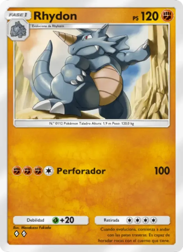 Rhydon card in Spanish