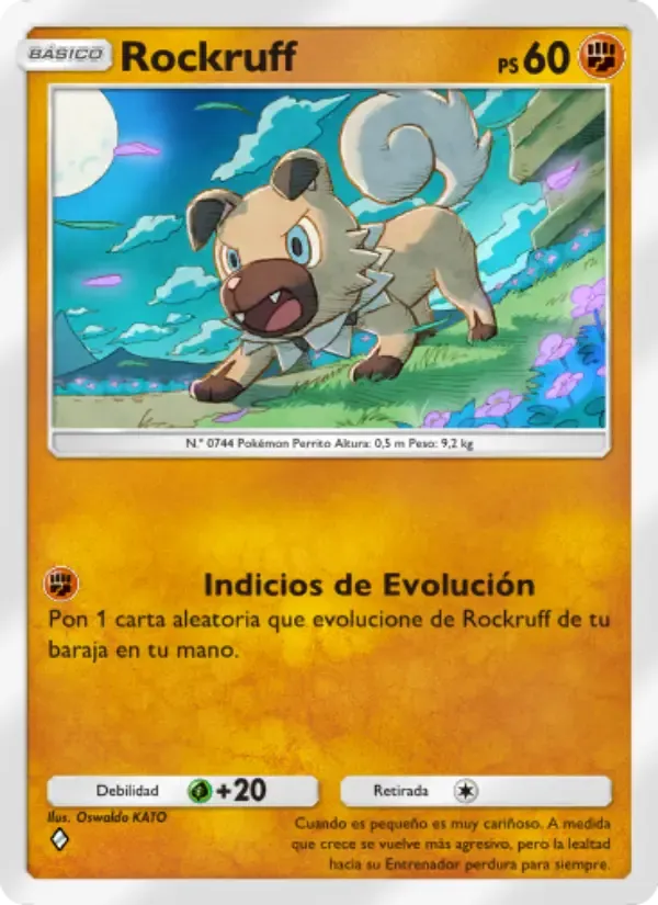 Rockruff card in Spanish