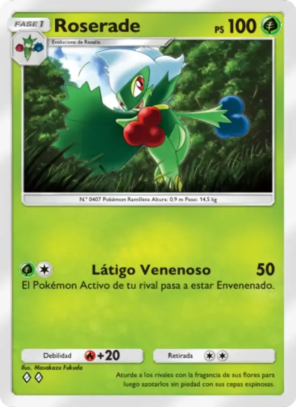 Roserade card in Spanish