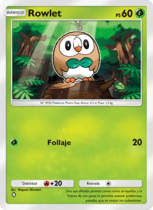 Rowlet card in Spanish