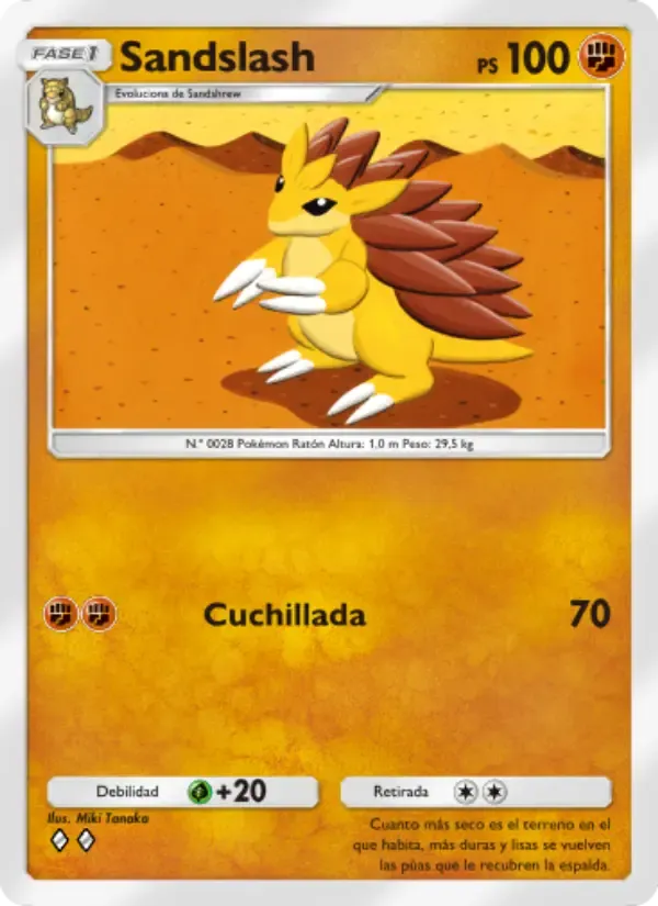 Sandslash card in Spanish
