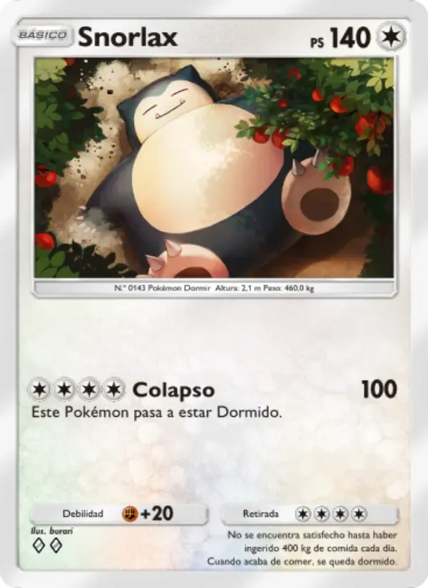 Snorlax card in Spanish