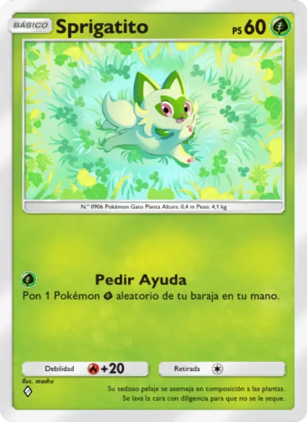Sprigatito card in Spanish