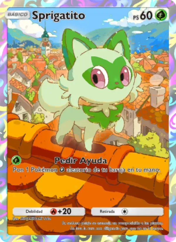 Sprigatito card in Spanish