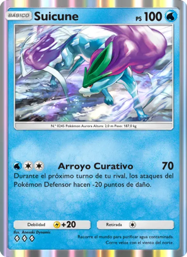 Suicune card in Spanish