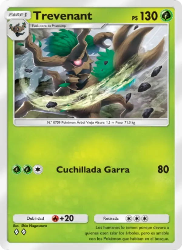 Trevenant card in Spanish