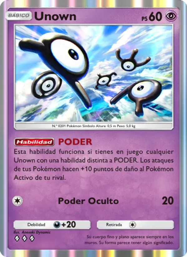 Unown card in Spanish