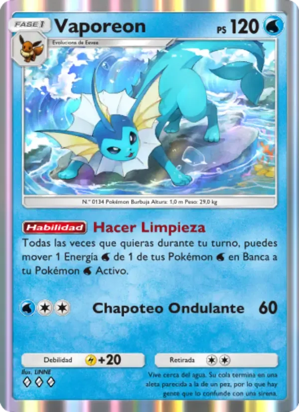 Vaporeon card in Spanish