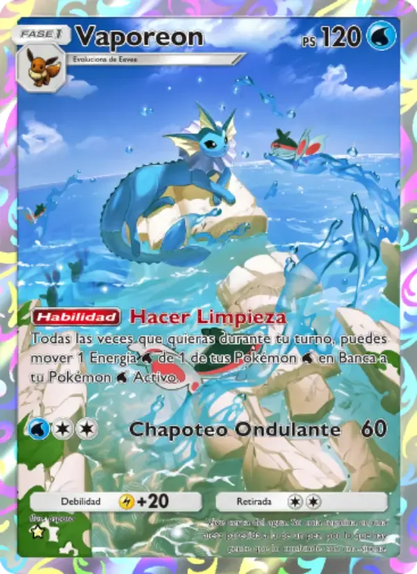Vaporeon-Karte auf Spanisch