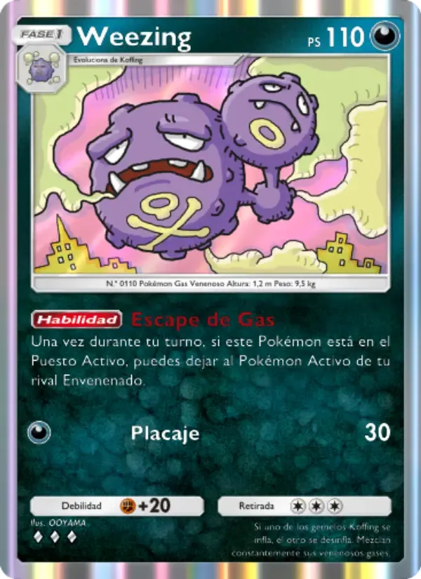 Weezing card in Spanish