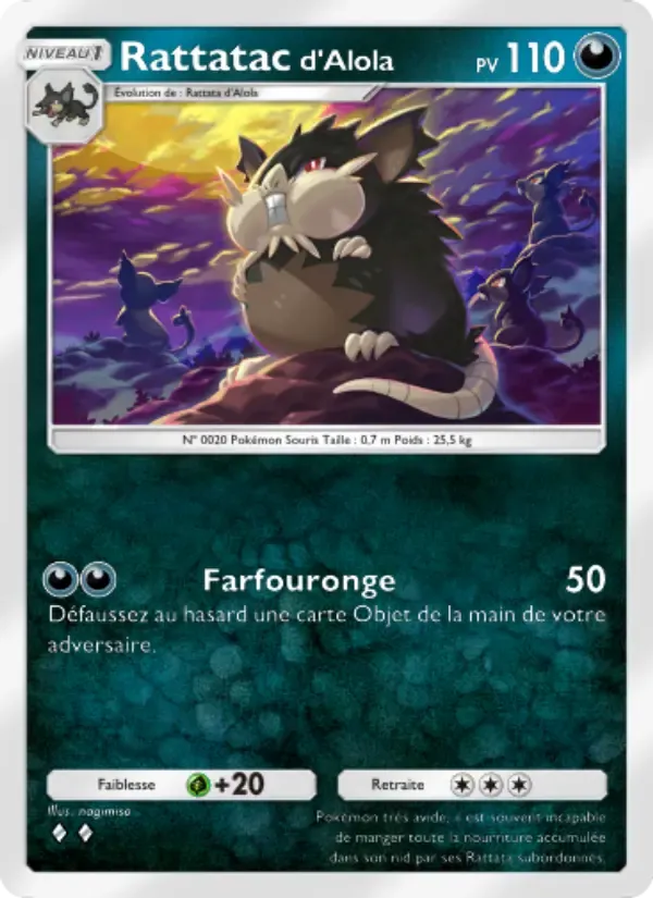 Alolan Raticate card in French