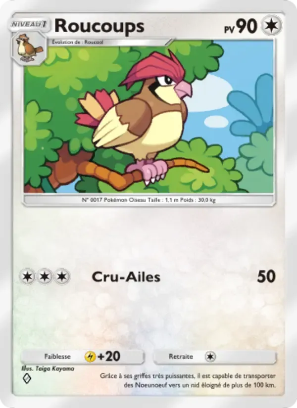 Pidgeotto card in French