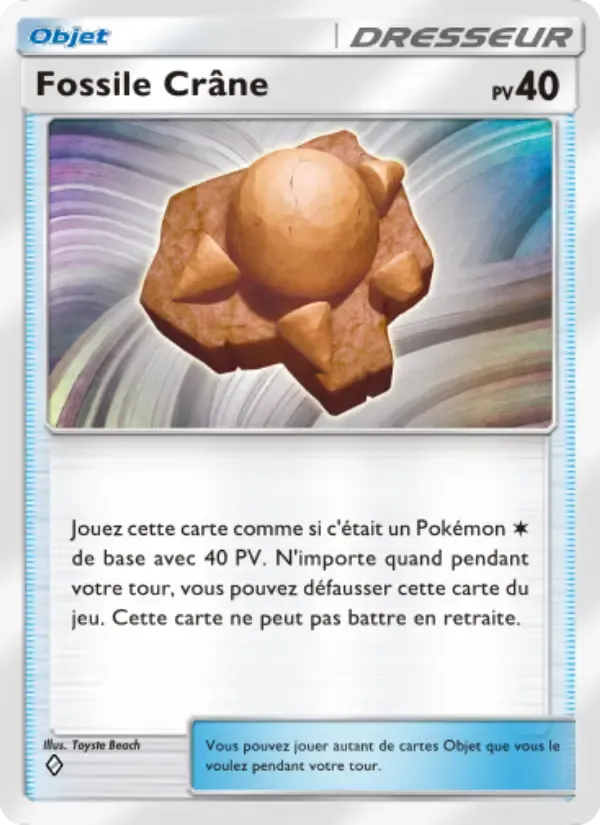 Skull Fossil card in French