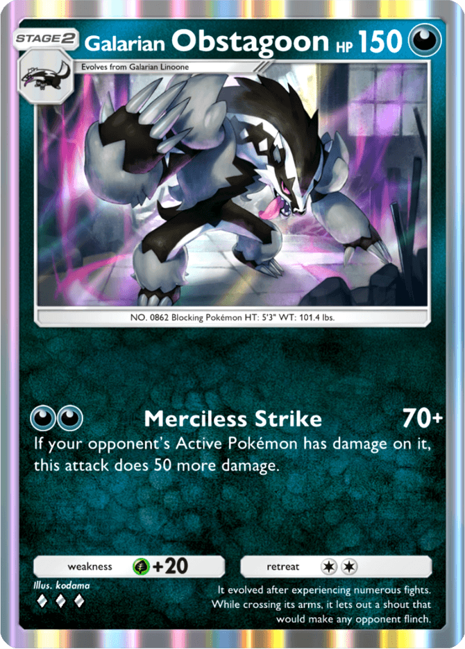 Galarian Obstagoon (b2-100) card in Pokémon TCG Pocket