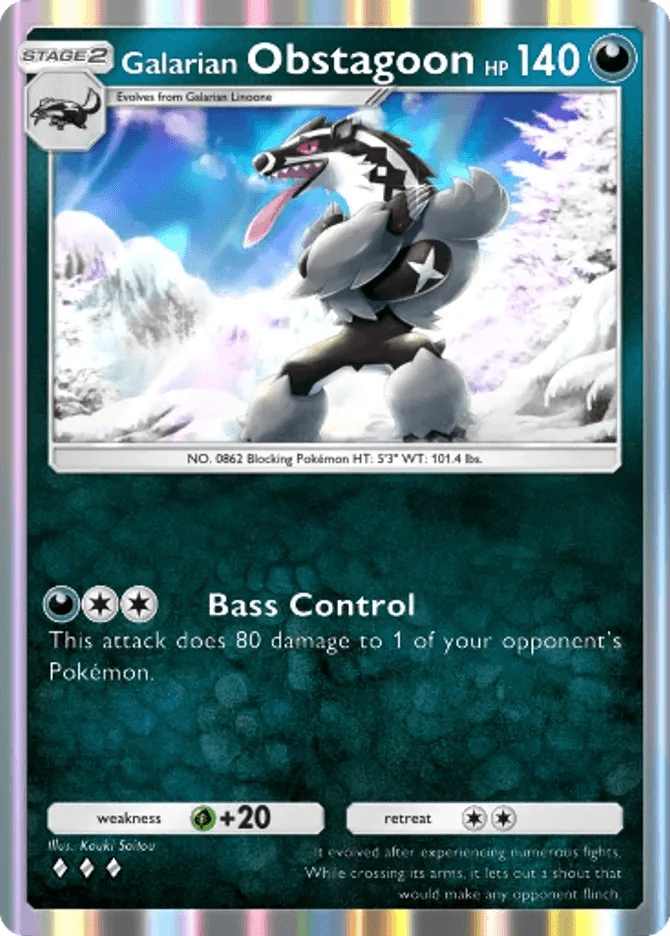 Galarian Obstagoon (b4-097) card in Pokémon TCG Pocket