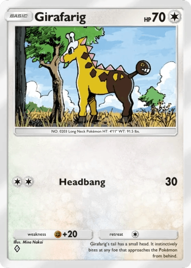 giraffe pokemon card Girafarig Cards in Pokémon TCG Pocket — PocketCards.net