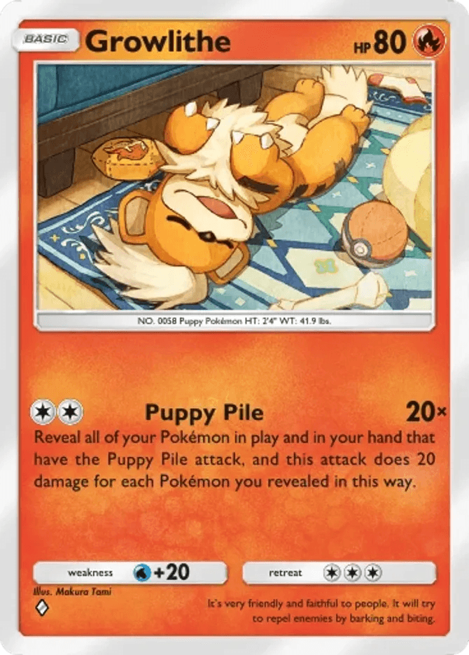 Growlithe card by Makura Tami