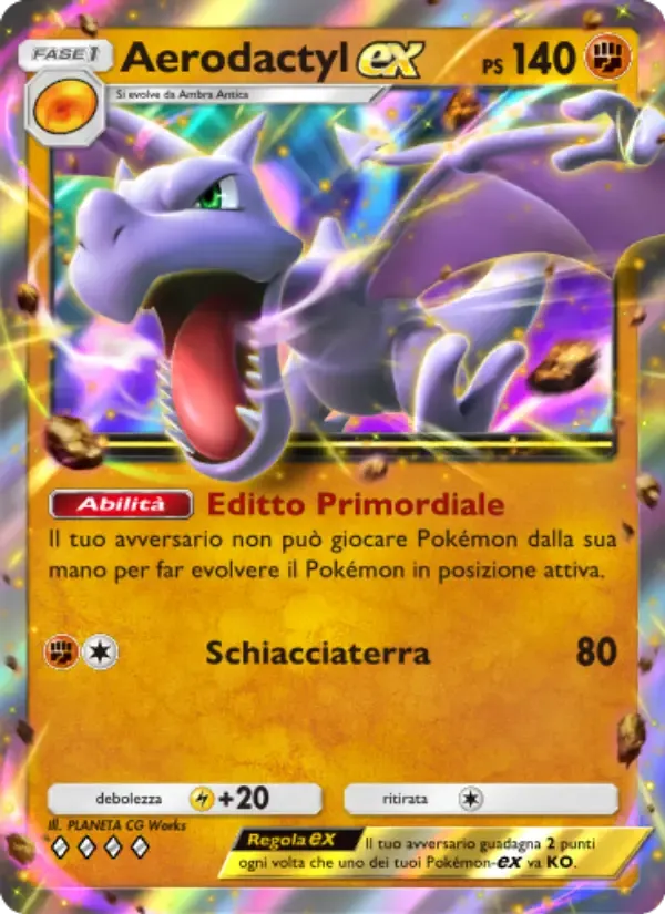Carte Aerodactyl ex en Italien