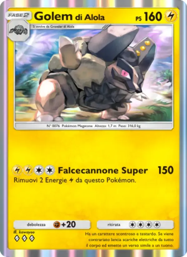 Alolan Golem card in Italian