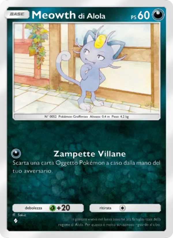 Alolan Meowth card in Italian