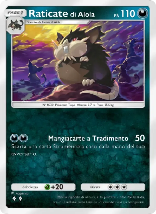 Alolan Raticate card in Italian