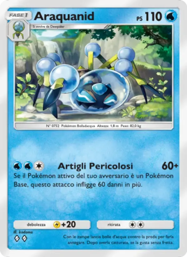 Araquanid card in Italian