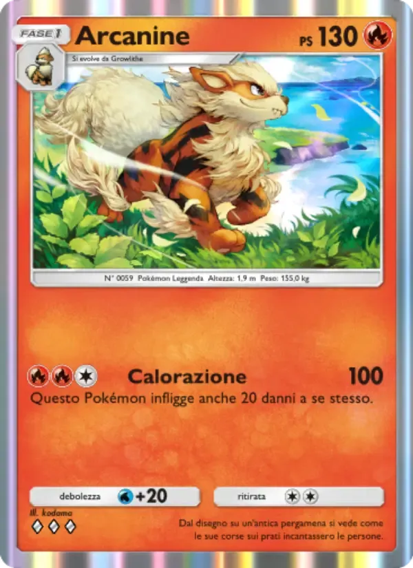 Arcanine card in Italian
