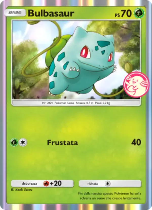 Bulbasaur card in Italian