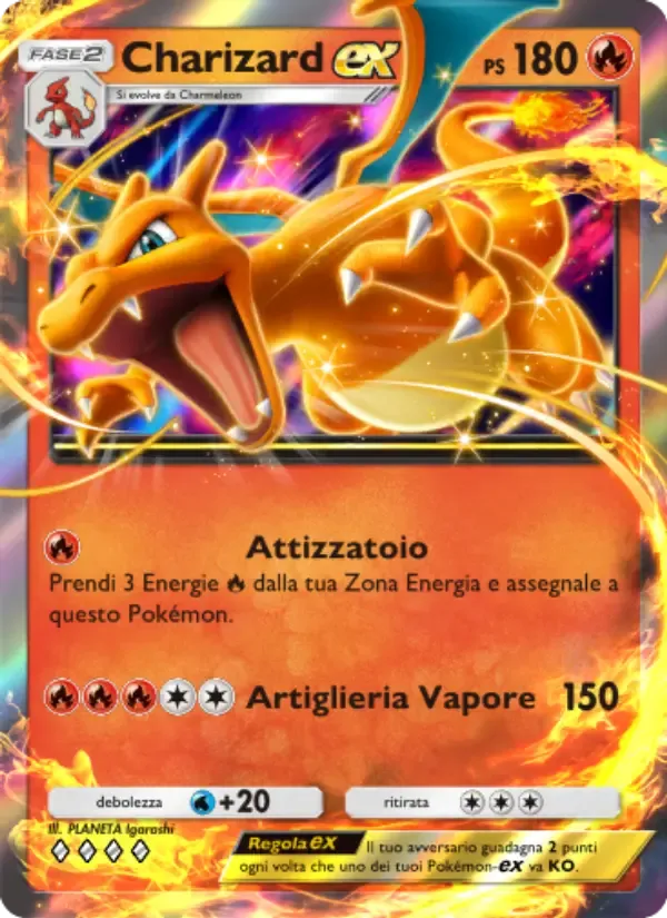 Карта Charizard ex на языке Итальянский