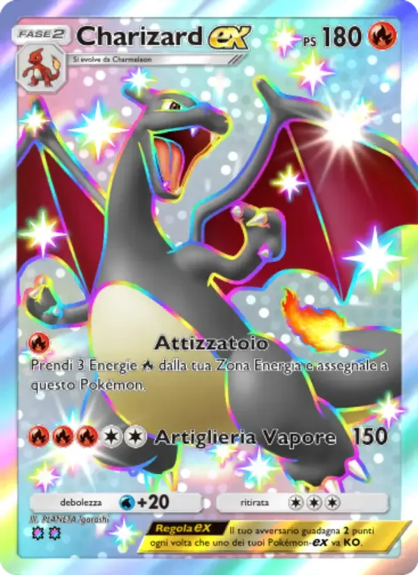 Charizard ex card in Italian