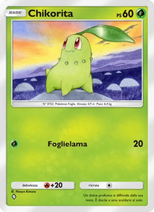 Chikorita card in Italian