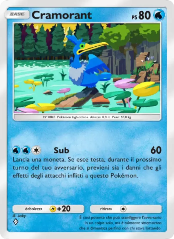 Cramorant card in Italian