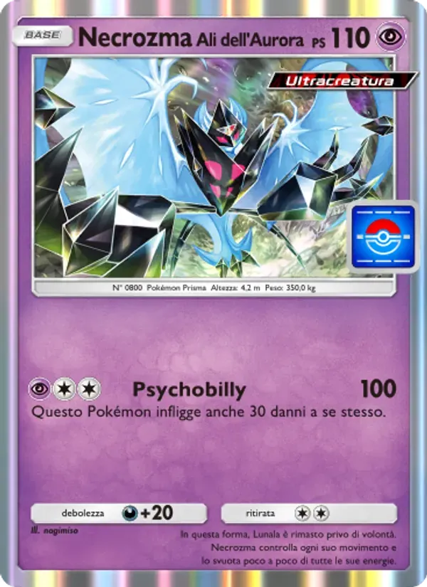 Dawn Wings Necrozma card in Italian