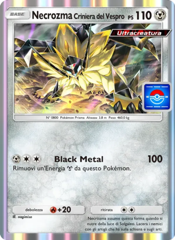 Dusk Mane Necrozma card in Italian