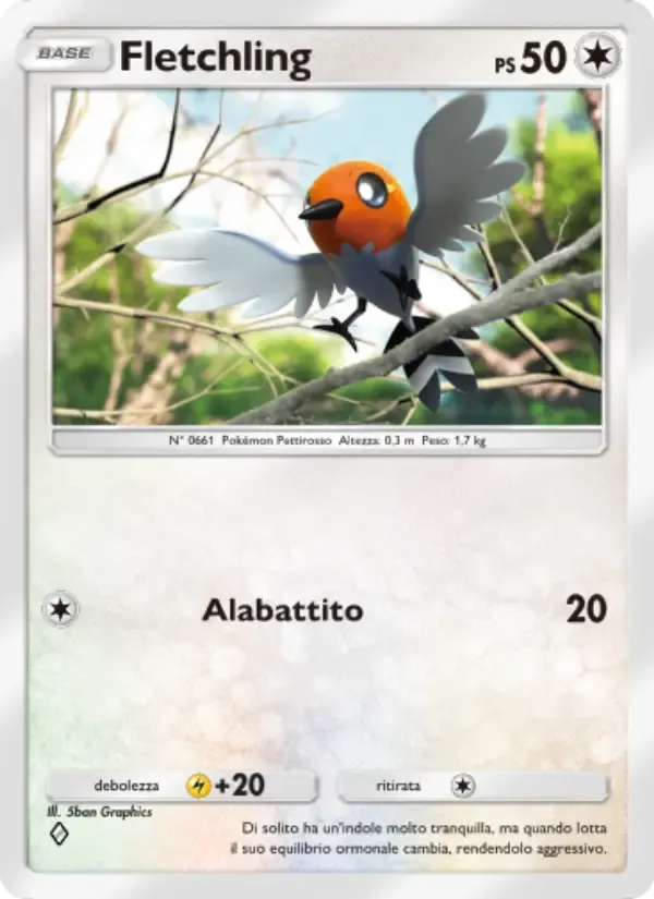 Fletchling card in Italian