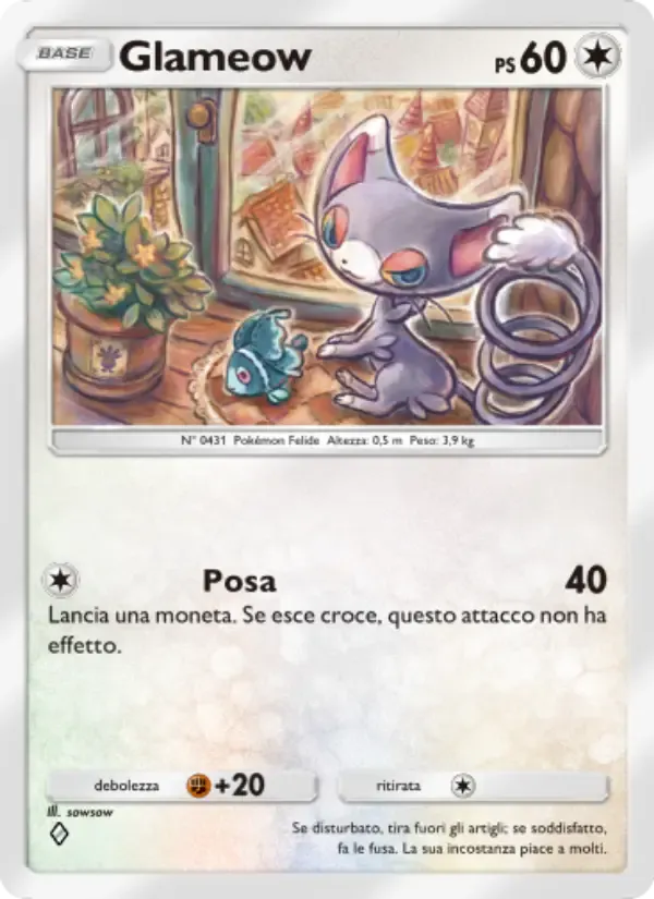 Glameow card in Italian