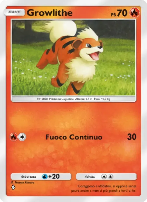 Growlithe card in Italian