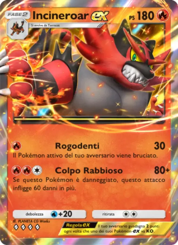 Incineroar ex card in Italian