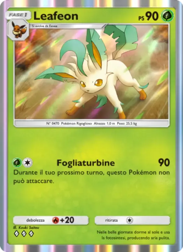 Leafeon card in Italian