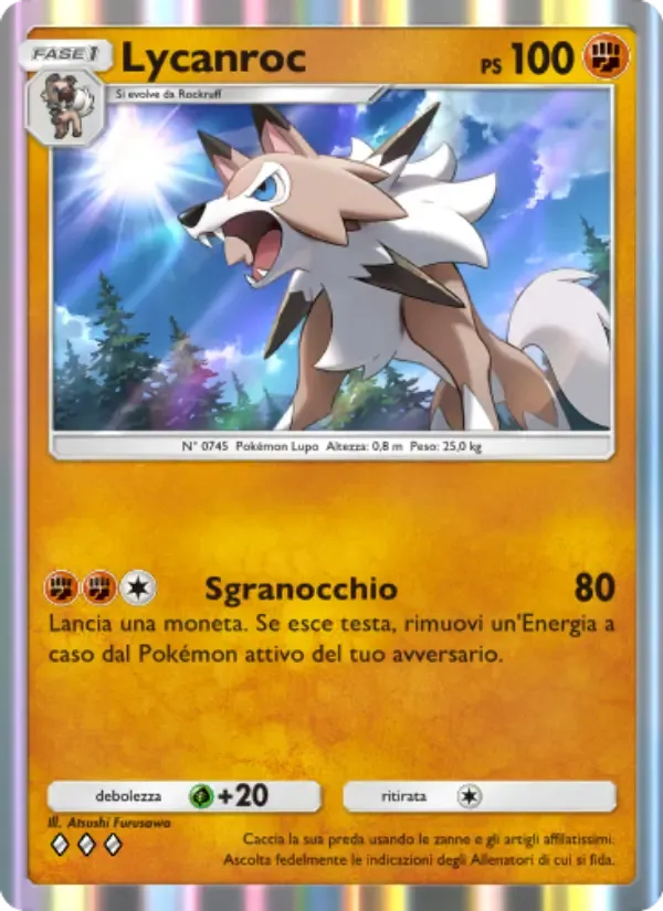 Lycanroc card in Italian