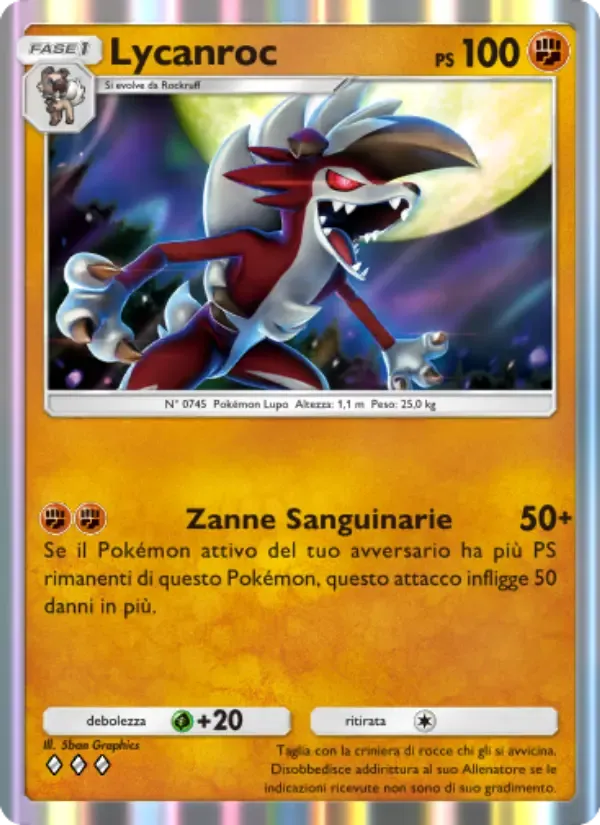 Lycanroc card in Italian