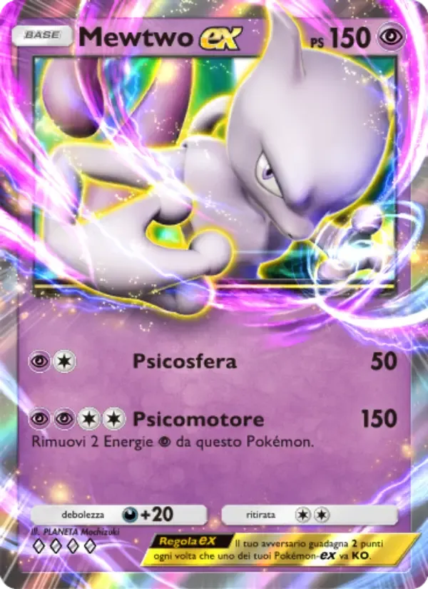 Mewtwo ex card in Italian