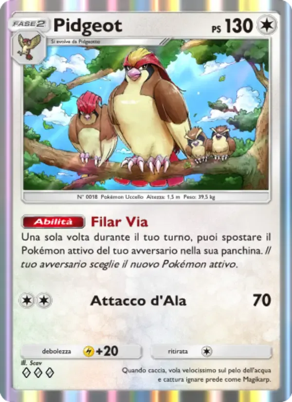 Pidgeot card in Italian