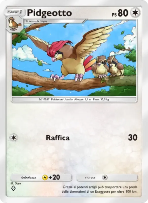 Pidgeotto card in Italian