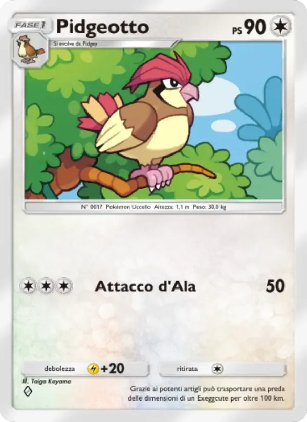 Pidgeotto card in Italian