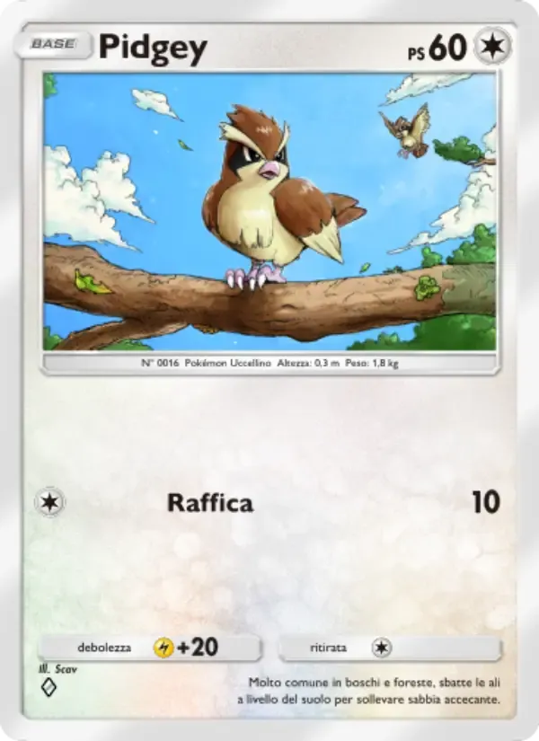 Pidgey card in Italian