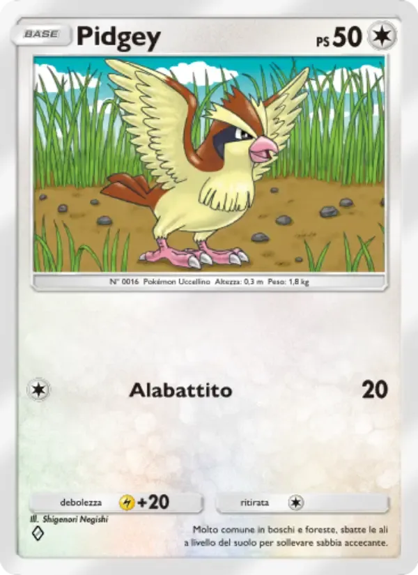 Pidgey card in Italian