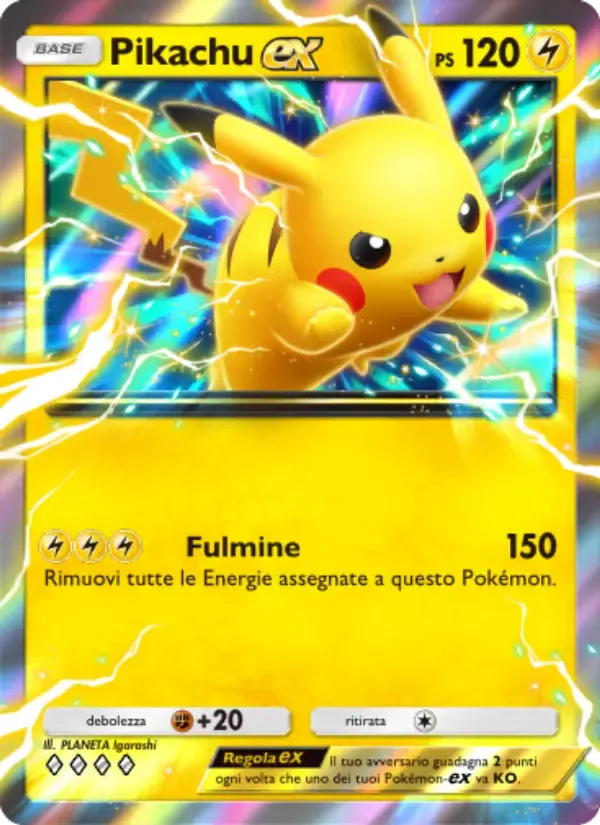 Pikachu ex card in Italian