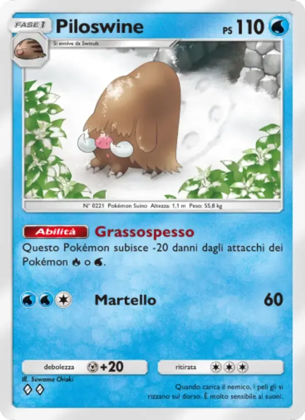 Piloswine card in Italian