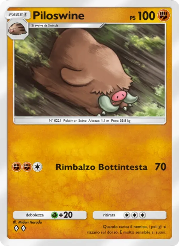 Piloswine card in Italian